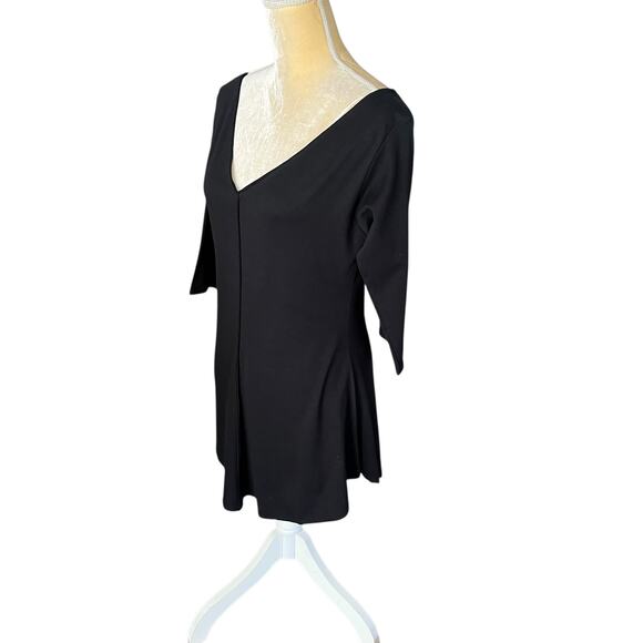 Elm Design Black VNeck Pima Cotton Top Icelandic Design Handmade in Peru 3 Large - Picture 4 of 7